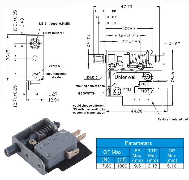 G5DH22-C1Z1800F05-U-drawing Arcade Microswitch